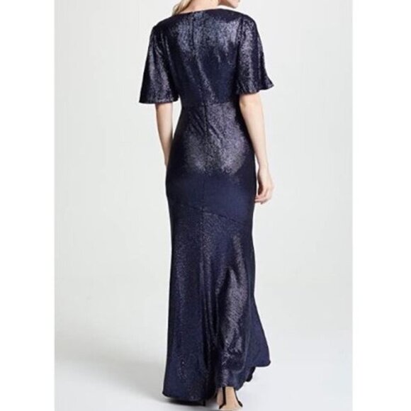 NWT Rachel Zoe Sparkling Navy Blue Sequin Bias Cut Mermaid Long Gown Dress 10 - Picture 2 of 7